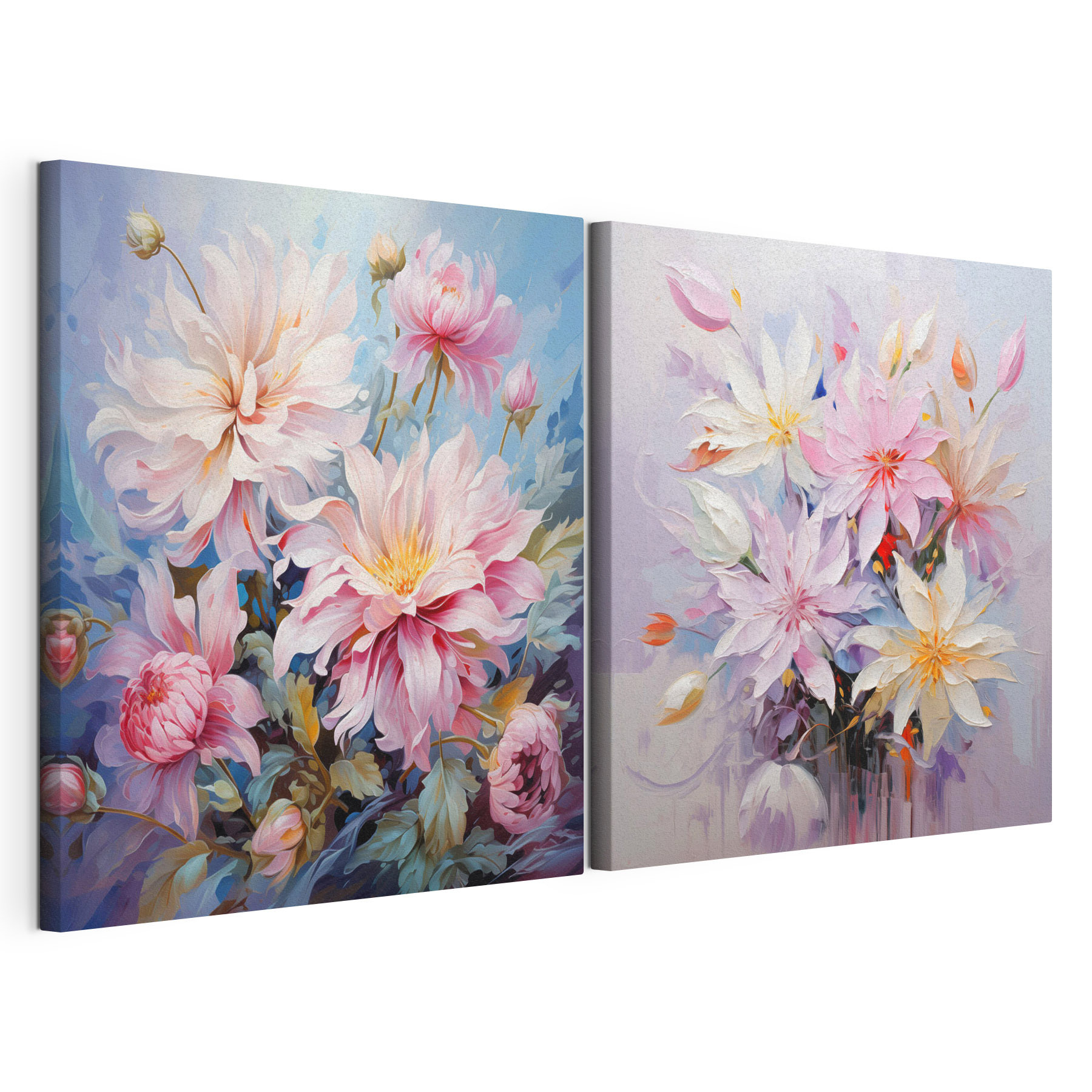 Painting of flowers on canvas