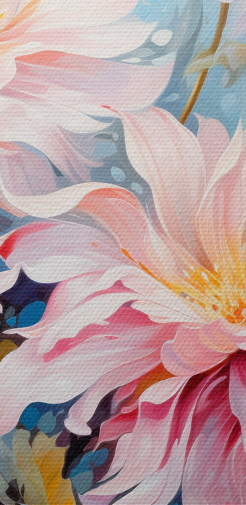 Painting of flowers on canvas