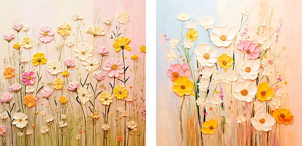 Painting of flowers on canvas