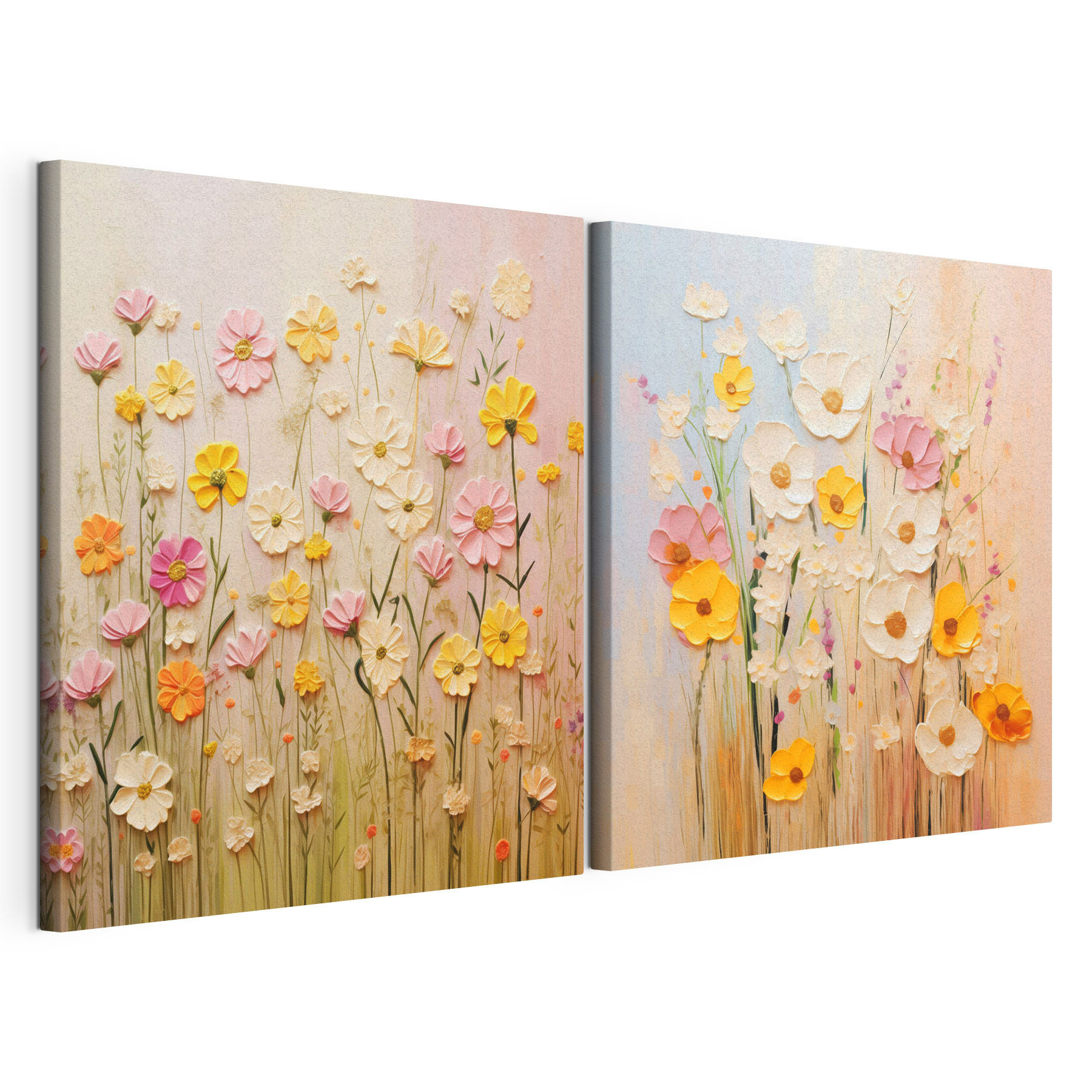 Painting of flowers on canvas