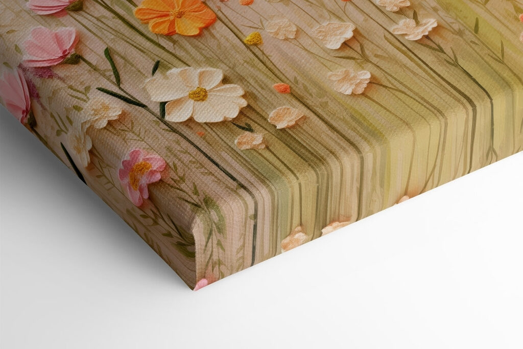 Painting of flowers on canvas