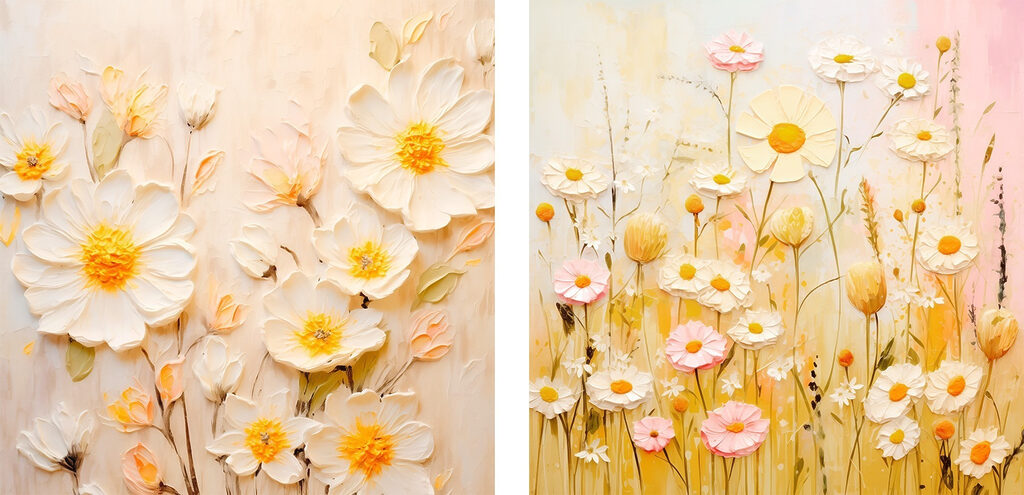 Painting of flowers on canvas Painting of flowers on canvas