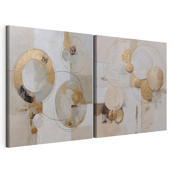 Tablou modular pe pânză Forme abstracte în nuanțe delicate
