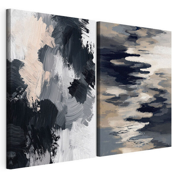 Forme abstracte în nuanțe monocrome Tablou modular pe pânză Forme abstracte în nuanțe monocrome