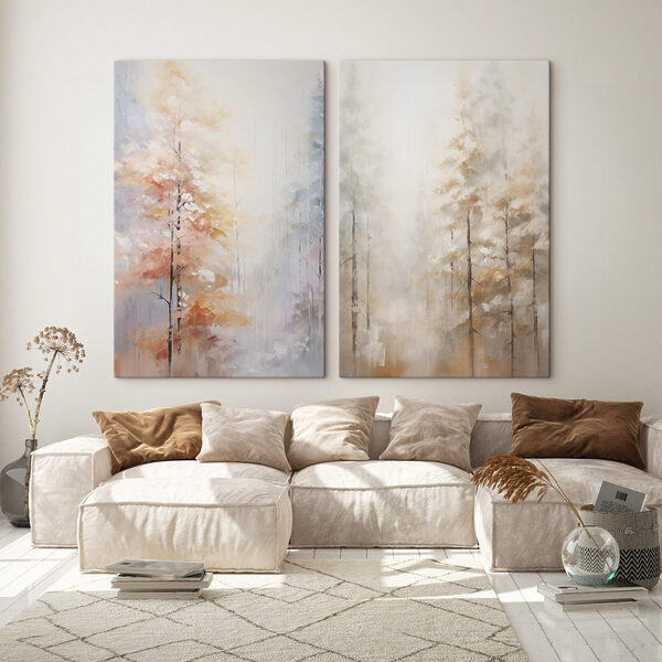 Painting of trees in a forest Painting of trees in a forest