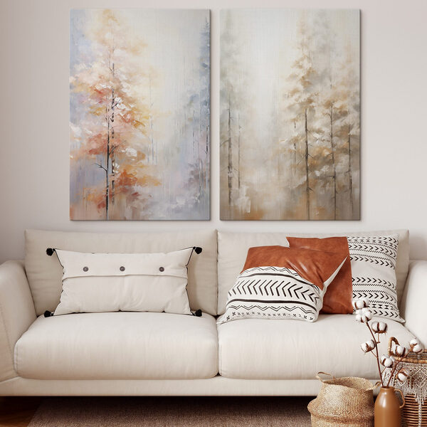 Painting of trees in a forest Painting of trees in a forest