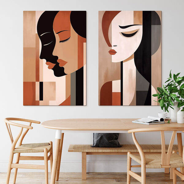 Two paintings of women with different colors Two paintings of women with different colors