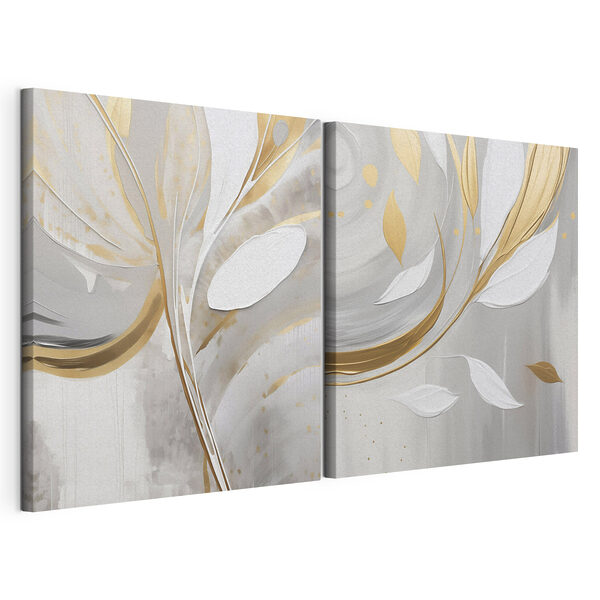 Tablou modular pe pânză Operă de artă abstractă elegantă, inspirată din motive florale
