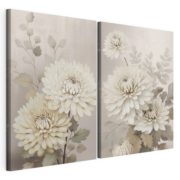 Flori delicate în nuanțe delicate Tablou modular pe pânză Flori delicate în nuanțe delicate