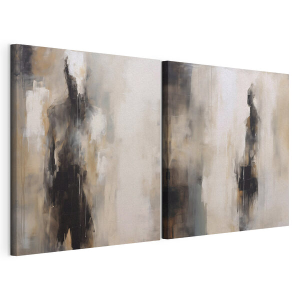 Tablou modular pe pânză Figuri abstracte în nuanțe discrete