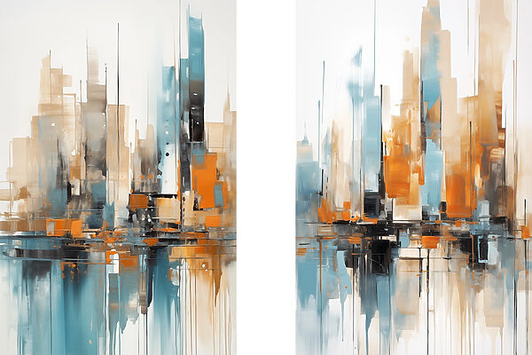 Painting of a city Painting of a city
