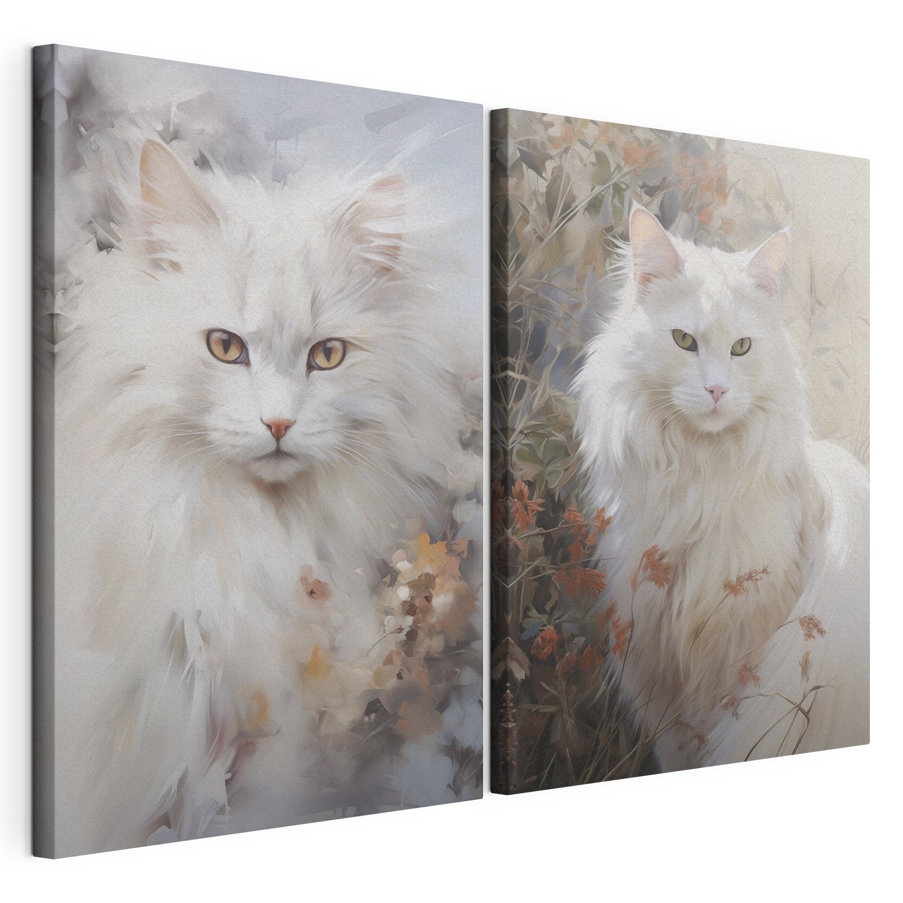 White cat with yellow eyes