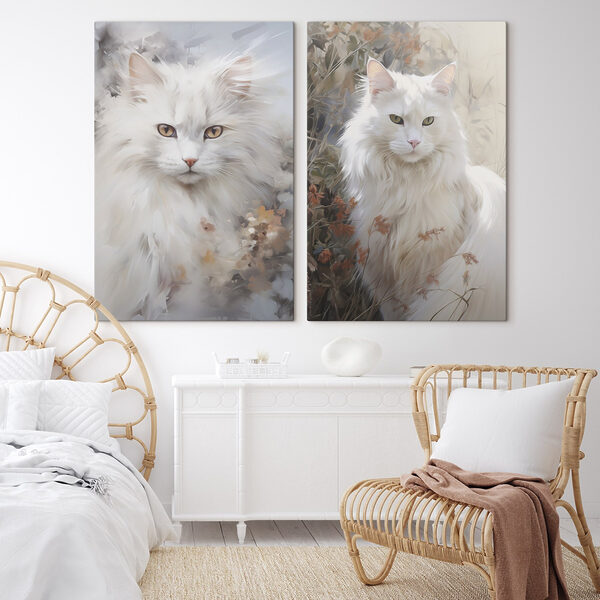 White cat with yellow eyes
