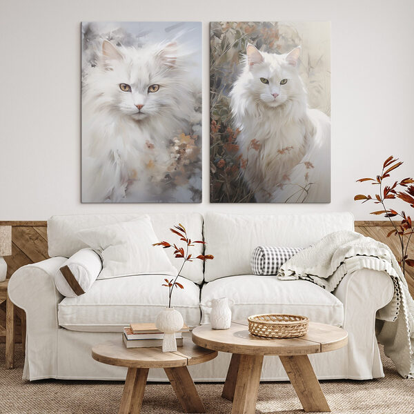 White cat with yellow eyes