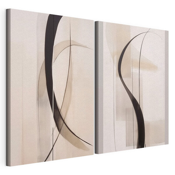 Tablou modular pe pânză Curbe dinamice în nuanțe delicate
