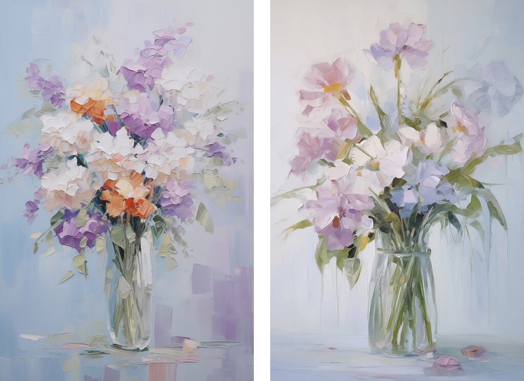 Painting of flowers in a vase