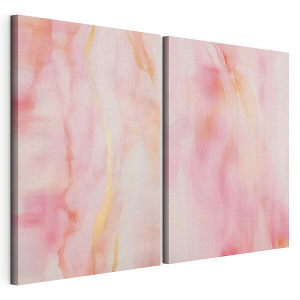 Tablou modular pe pânză Expoziție de lucrări de artă abstracte cu lichid roz