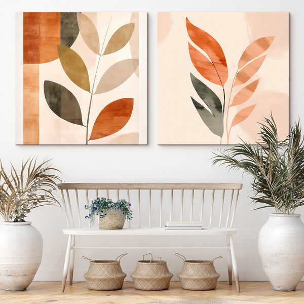 Abstract leaves in earthy tones