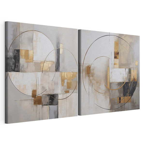 Tablou modular pe pânză Forme abstracte într-o paletă de culori delicate