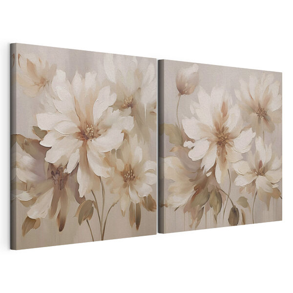 Tablou modular pe pânză Tablou cu flori pe un fundal bej (SKU: m01104) Tablou modular pe pânză Tablou modular pe pânză Tablou cu flori pe un fundal bej (SKU: m01104)