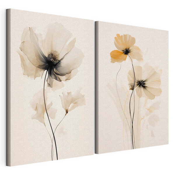 Tablou modular pe pânză Flori delicate în nuanțe delicate
