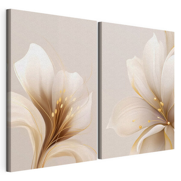Tablou modular pe pânză Flori elegante, în nuanțe delicate