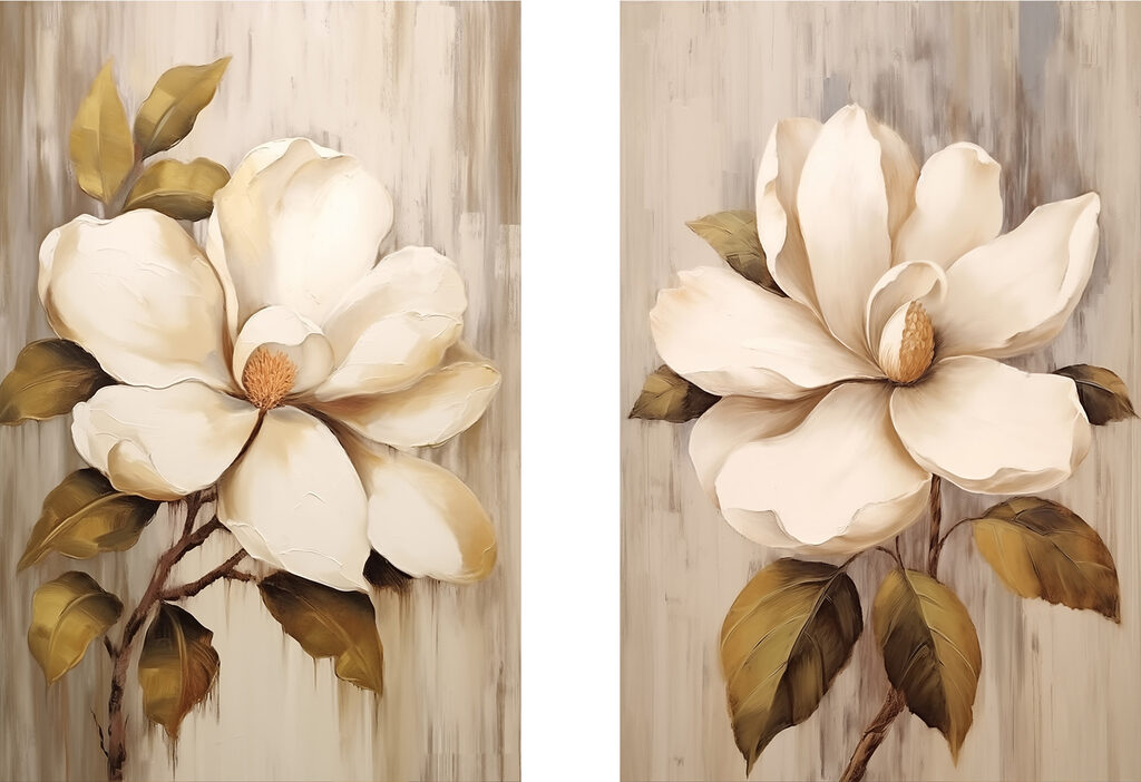 Painting of flowers on a wood surface Painting of flowers on a wood surface