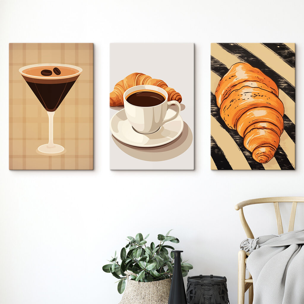 Cup of coffee and croissants Cup of coffee and croissants