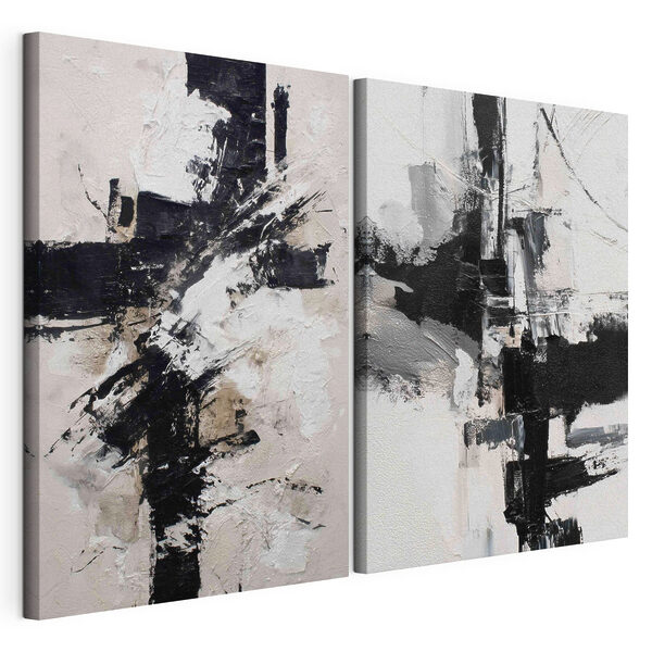Un joc abstract de contrast între alb și negru Tablou modular pe pânză Un joc abstract de contrast între alb și negru