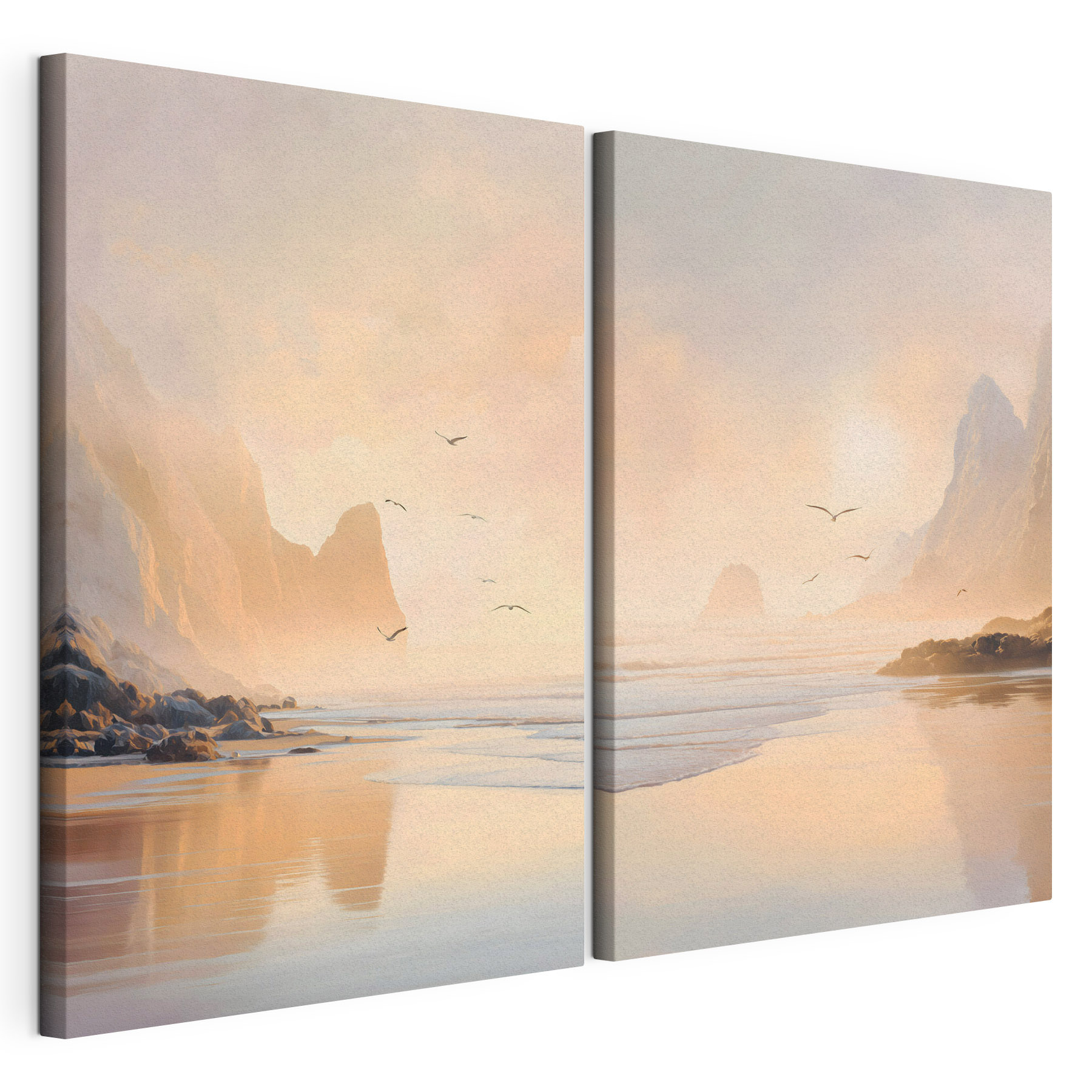 Beach with mountains and a body of water Beach with mountains and a body of water