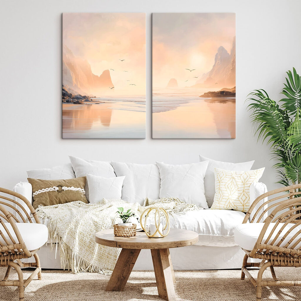 Beach with mountains and a body of water Beach with mountains and a body of water