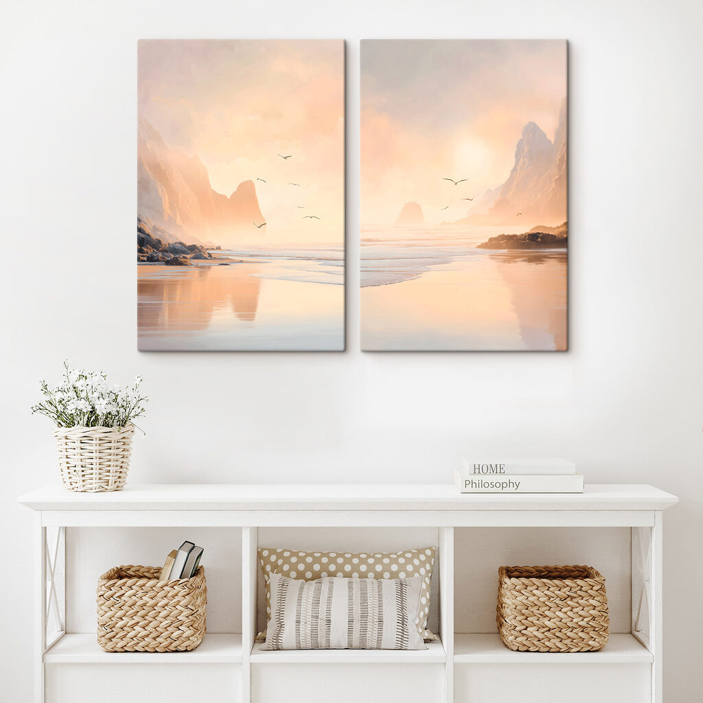 Beach with mountains and a body of water Beach with mountains and a body of water