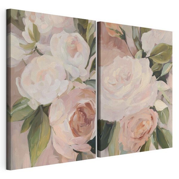 Tablou modular pe pânză Flori delicate, în nuanțe pastelate delicate