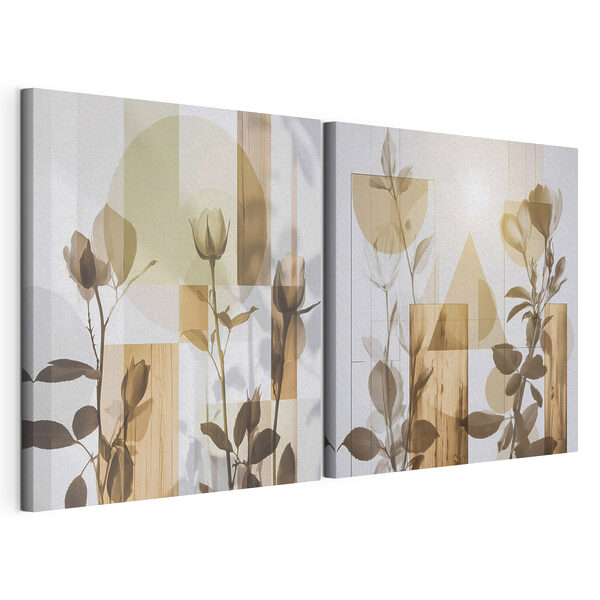 Tablou modular pe pânză Petale delicate înconjurate de forme geometrice (SKU: m01266) Tablou modular pe pânză Tablou modular pe pânză Petale delicate înconjurate de forme geometrice (SKU: m01266)