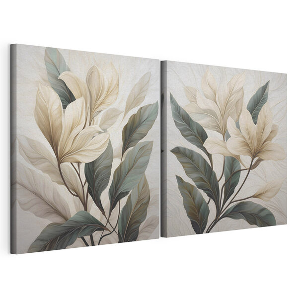 Painting of leaves on a white surface Painting of leaves on a white surface