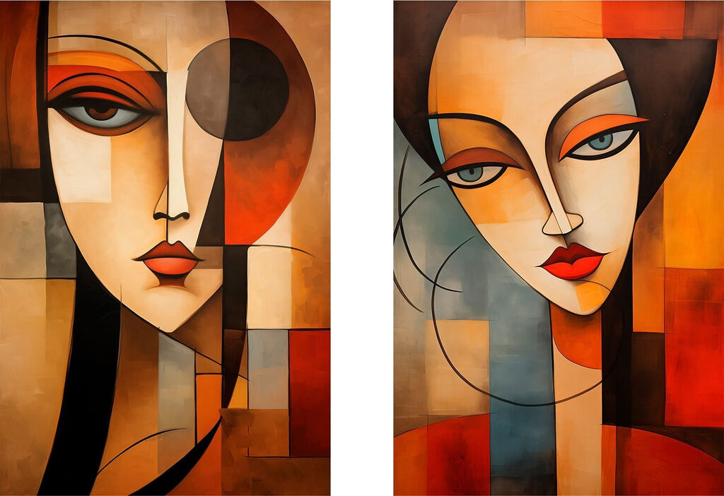 Collage of two paintings Collage of two paintings