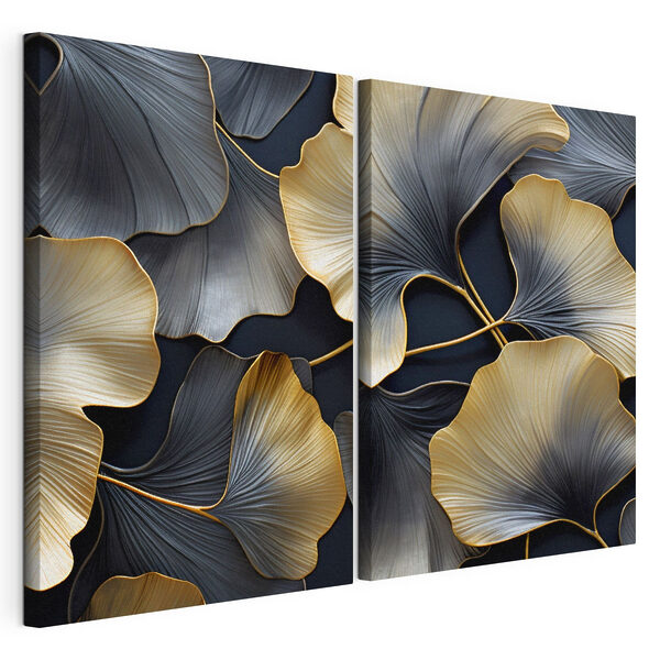Tablou modular pe pânză - Frunze elegante, într-un contrast izbitor (SKU: m30046) Tablou modular pe pânză Tablou modular pe pânză - Frunze elegante, într-un contrast izbitor (SKU: m30046)