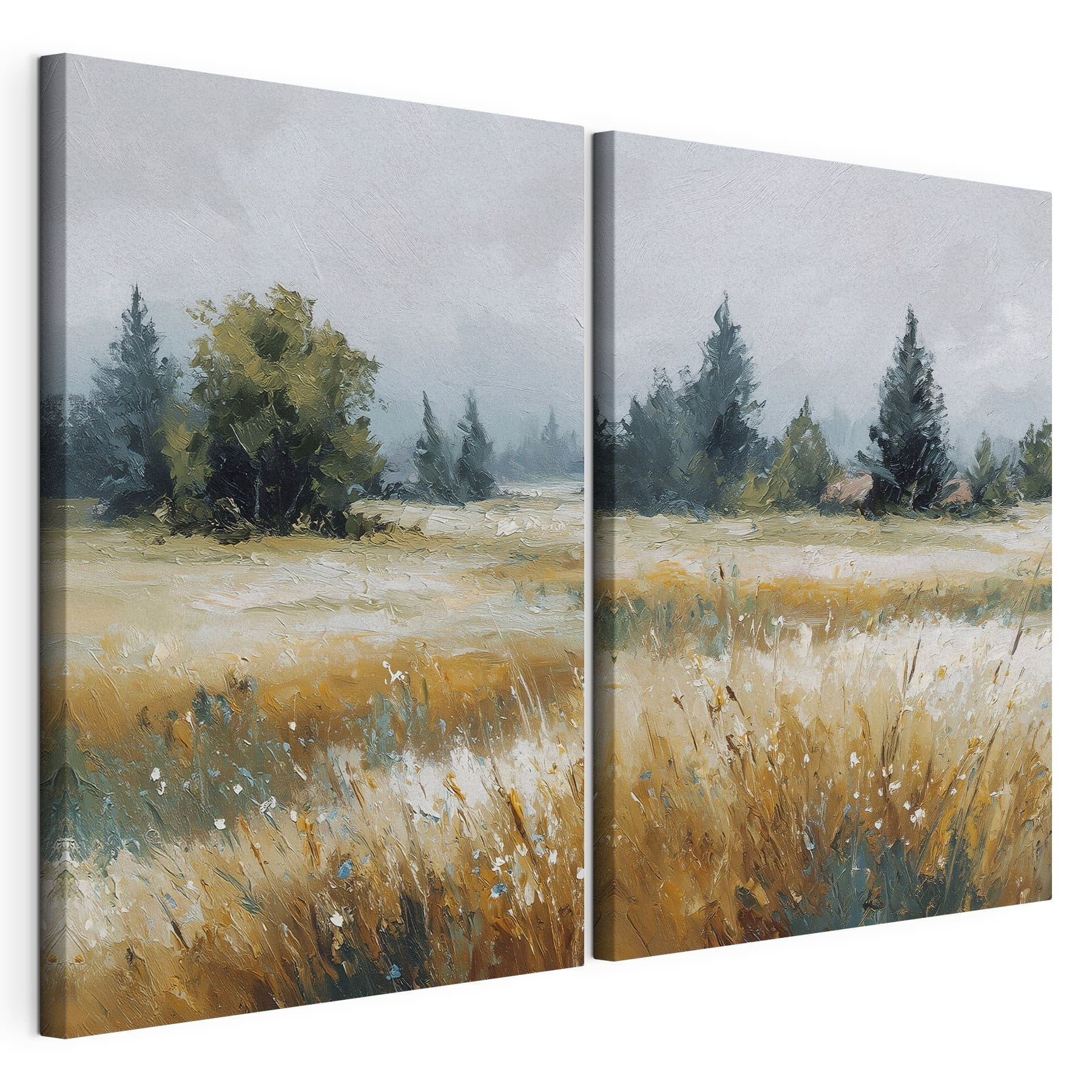 Painting of a field with trees Painting of a field with trees