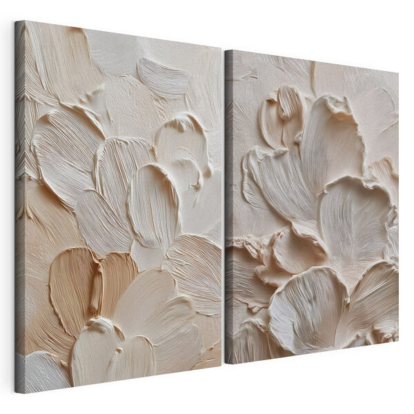 Tablou modular pe pânză Motive delicate, asemănătoare petalelor, în nuanțe pastelate
