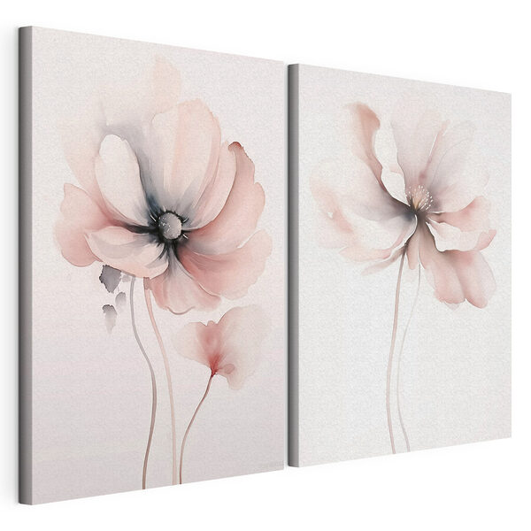 Modular canvas print Painting of flowers on a white surface Tablou modular pe pânză Modular canvas print Painting of flowers on a white surface