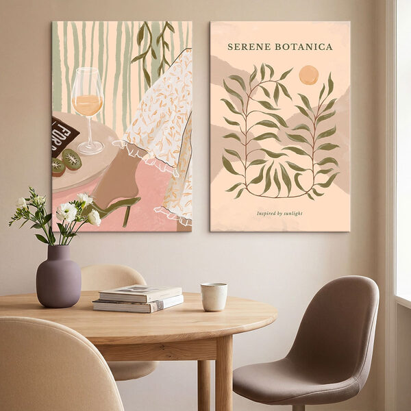 Two posters of a woman's legs and a glass of wine Two posters of a woman's legs and a glass of wine
