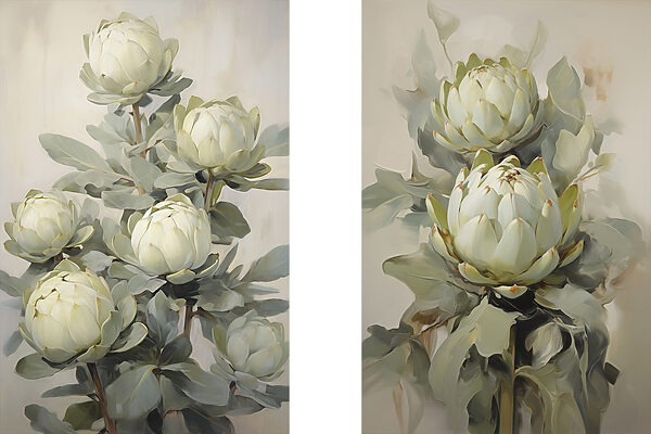 Painting of flowers on a plant Painting of flowers on a plant