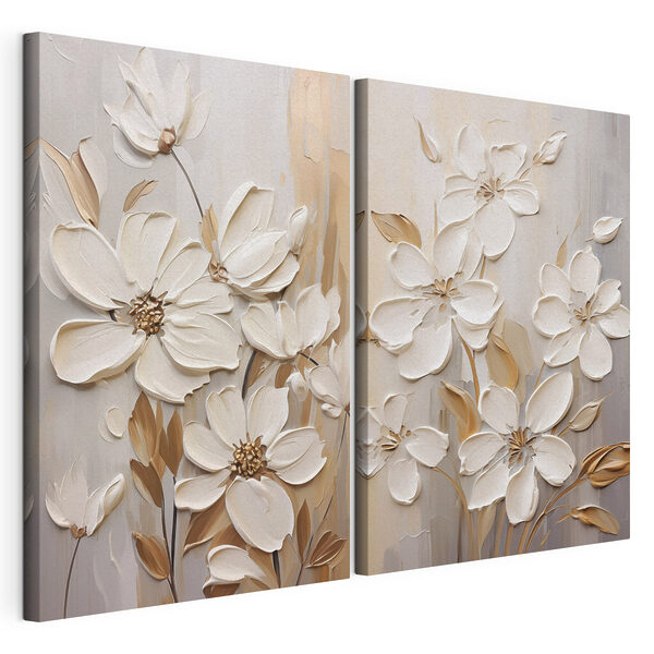 Flori delicate în nuanțe delicate Tablou modular pe pânză Flori delicate în nuanțe delicate