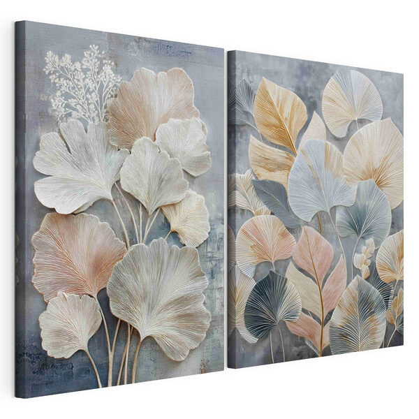 Tablou modular pe pânză Frunze delicate în nuanțe delicate (SKU: m30030) Tablou modular pe pânză Tablou modular pe pânză Frunze delicate în nuanțe delicate (SKU: m30030)