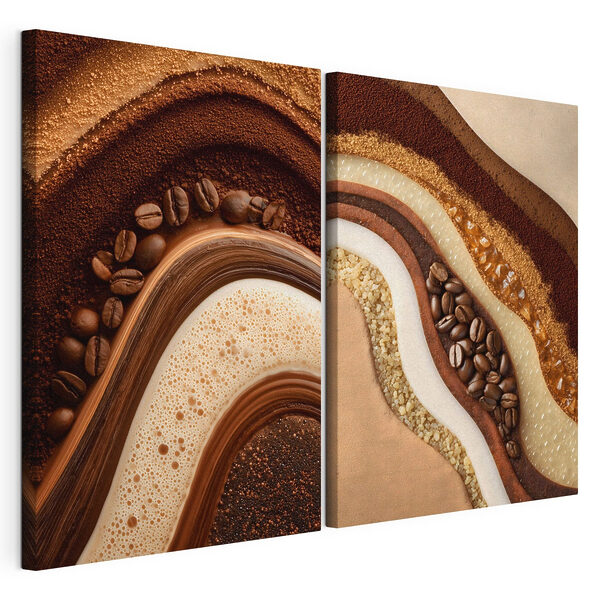 Tablou modular pe pânză Deliciu cu cafea și caramel, în straturi