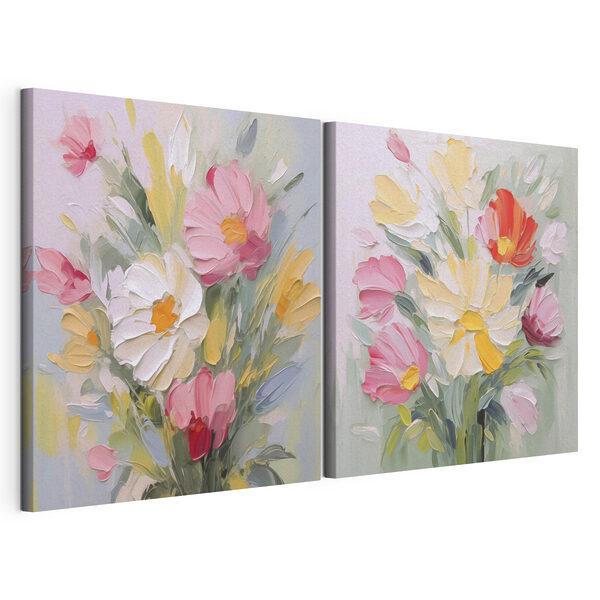 Tablou modular pe pânză Pictură cu flori pe pânză