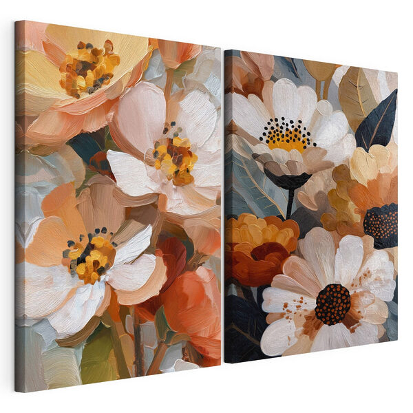 Tablou modular pe pânză Frumusețea florilor în nuanțe calde (SKU: m30193) Tablou modular pe pânză Tablou modular pe pânză Frumusețea florilor în nuanțe calde (SKU: m30193)
