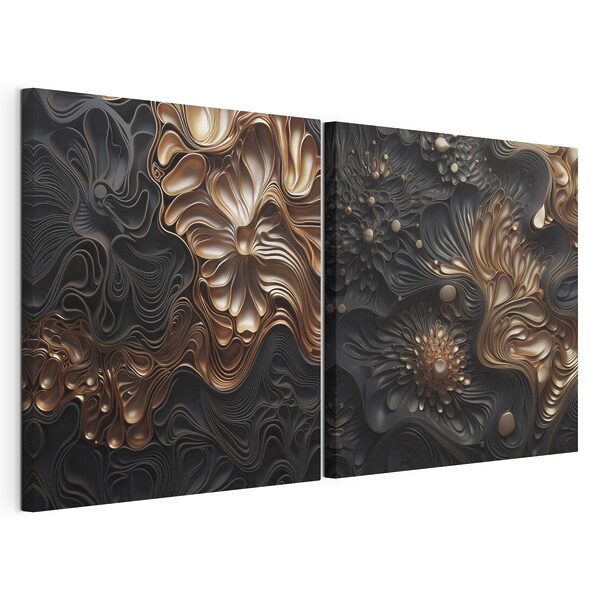 Tablou modular pe pânză Motive florale abstracte în nuanțe închise (SKU: m30196) Tablou modular pe pânză Tablou modular pe pânză Motive florale abstracte în nuanțe închise (SKU: m30196)