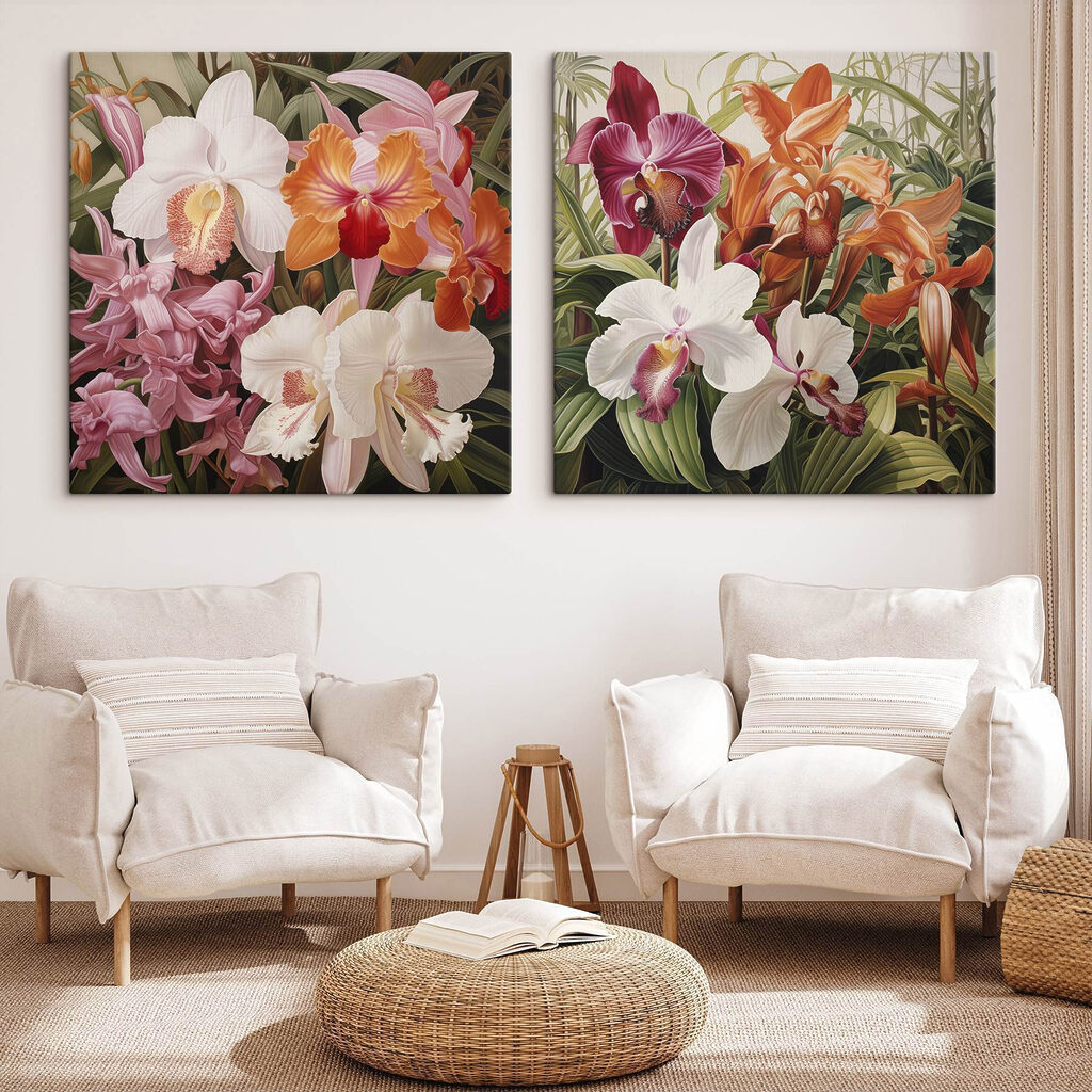 Colorful orchids in vibrant display Colorful orchids in vibrant display
