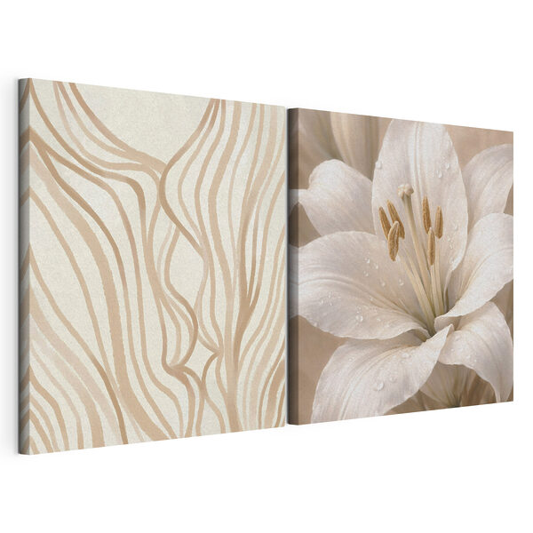Tablou modular pe pânză Linii fluide și crini eleganți (SKU: m30236) Tablou modular pe pânză Tablou modular pe pânză Linii fluide și crini eleganți (SKU: m30236)